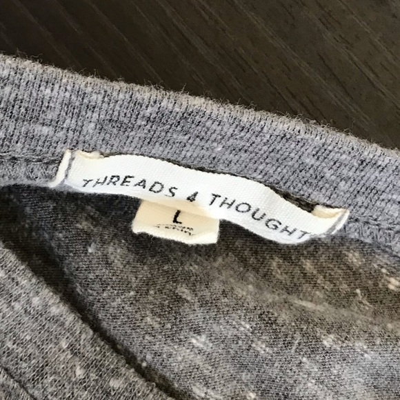 Threads 4 Thought Gray Round Neck Henley Short Sleeve Tee T Shirt - Picture 7 of 9